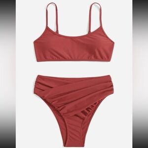 MAUVE PINK HIGH-WAIST BIKINI (XS) 🌺